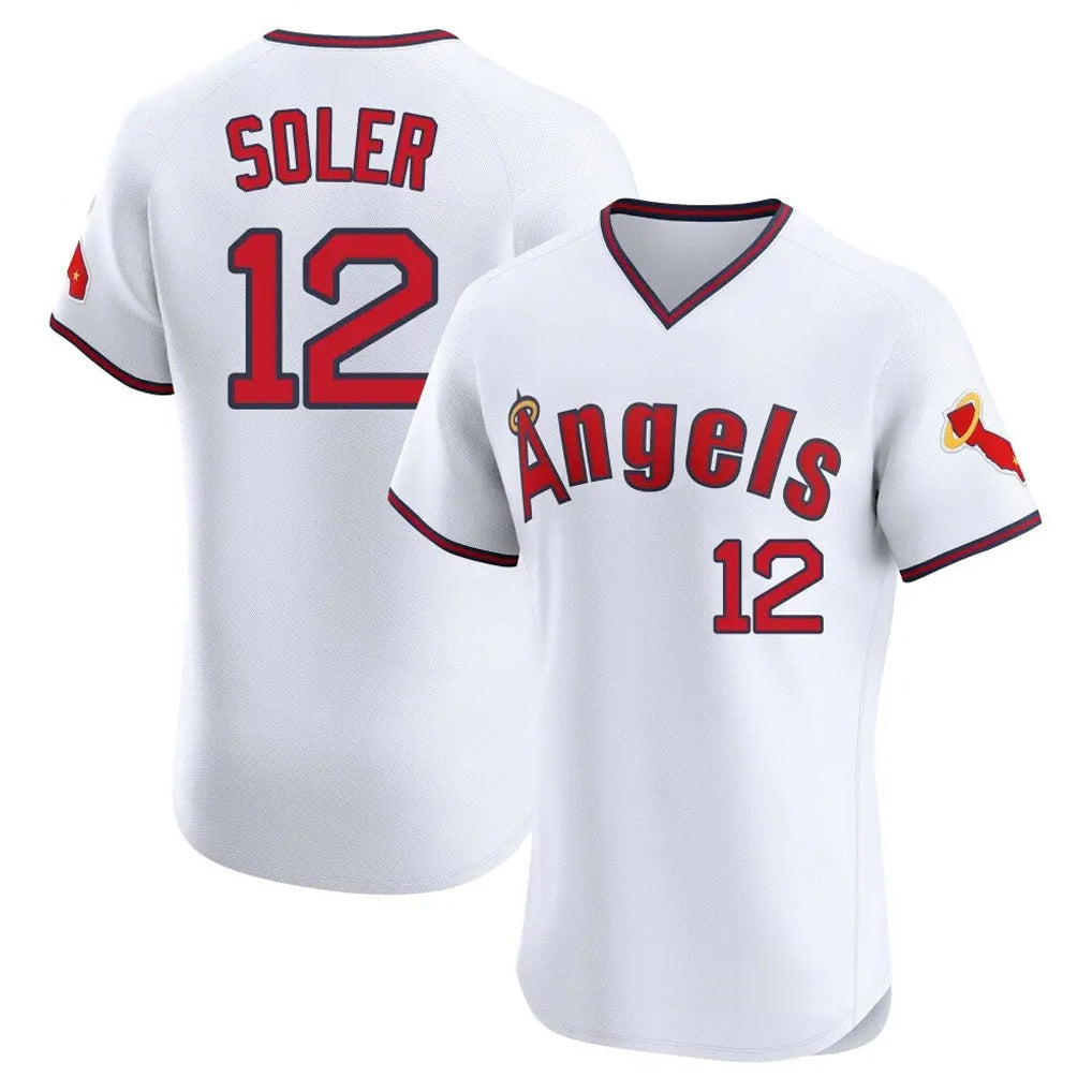 Silnrao LA.Angels #12 Jorge Soler Player White T-shirt Home Limited Elite Stitched Jerseys