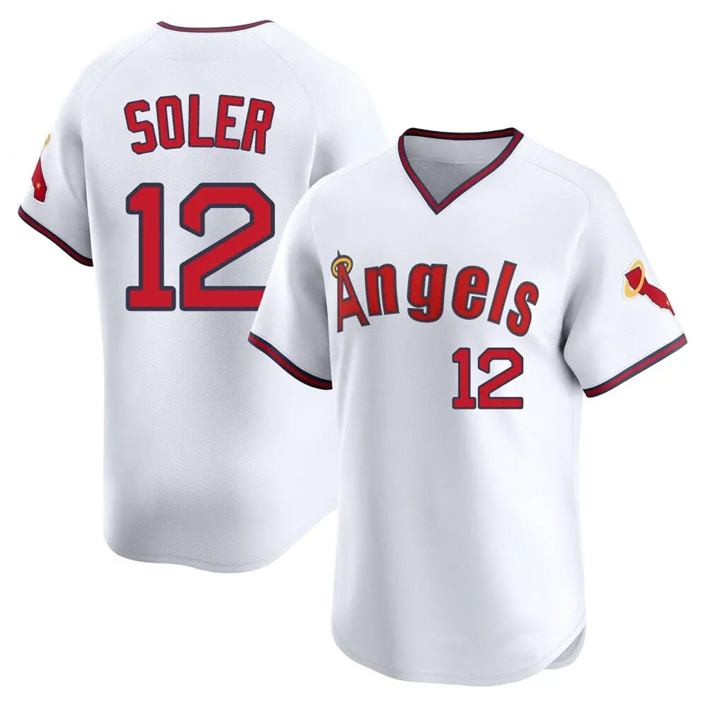 Silnrao LA.Angels #12 Jorge Soler Player White T-shirt Home Limited Stitched Jerseys