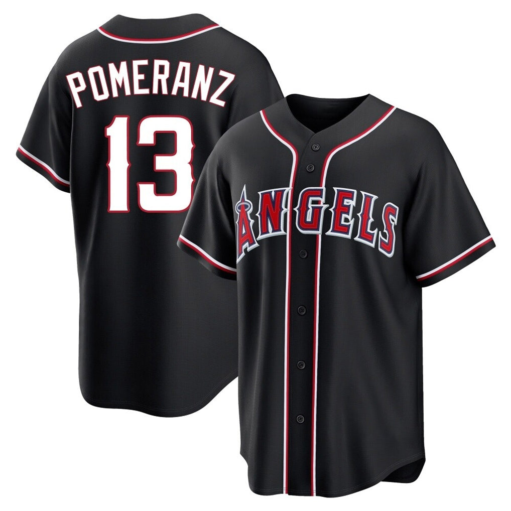 Silnrao LA.Angels #13 Drew Pomeranz Player Black Fashion Out Home Game Stitched Jerseys