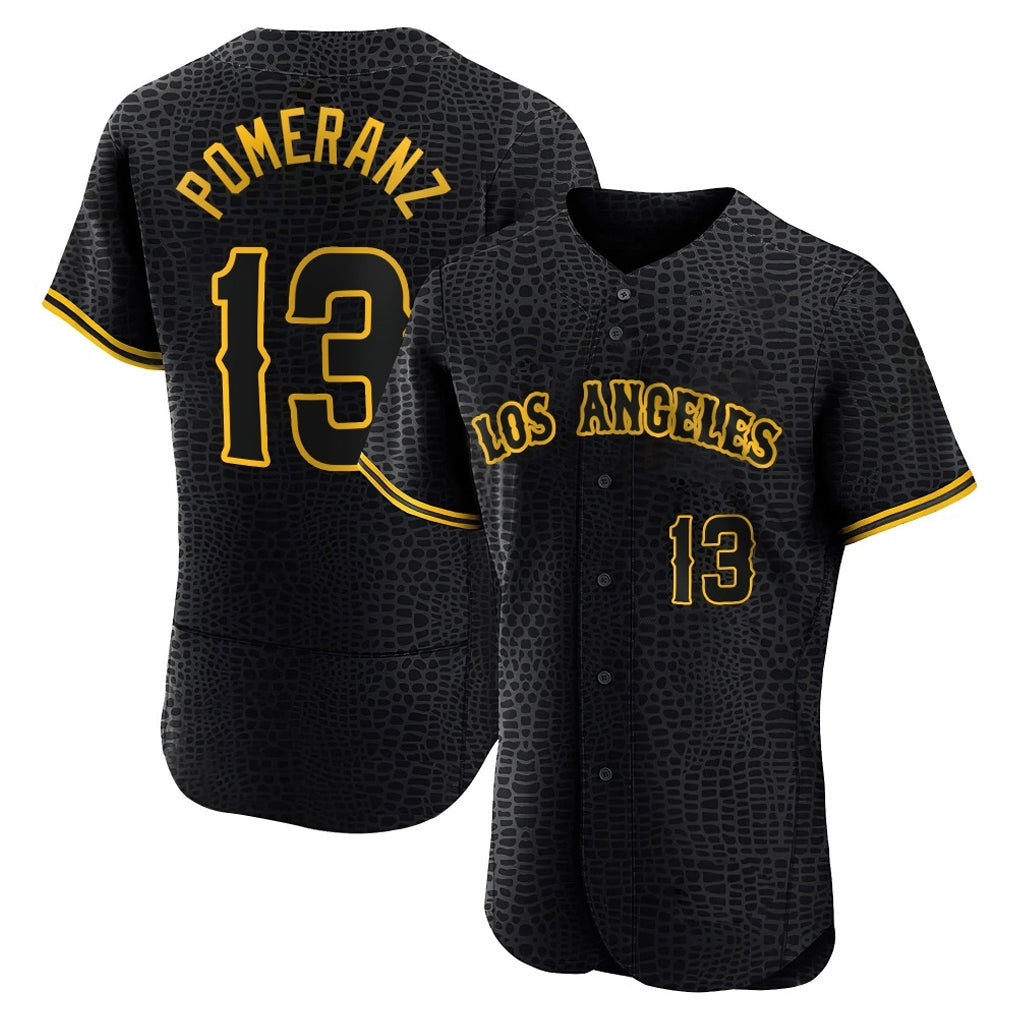 Silnrao LA.Angels #13 Drew Pomeranz Player Black Snake Skin City Limited Elite Home Stitched Jerseys