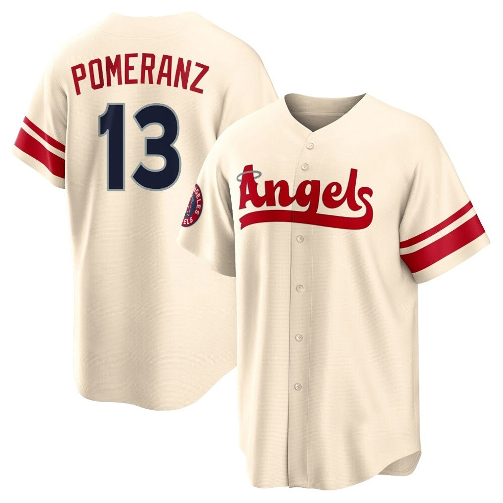 Silnrao LA.Angels #13 Drew Pomeranz Player Cream City Connect Home Stitched Jerseys
