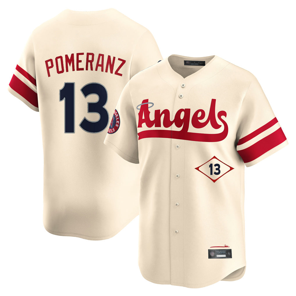 Silnrao LA.Angels #13 Drew Pomeranz Player Cream City Connect Limited Home Stitched Jerseys