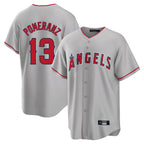 Silnrao LA.Angels #13 Drew Pomeranz Player Gray Home Game Stitched Jerseys