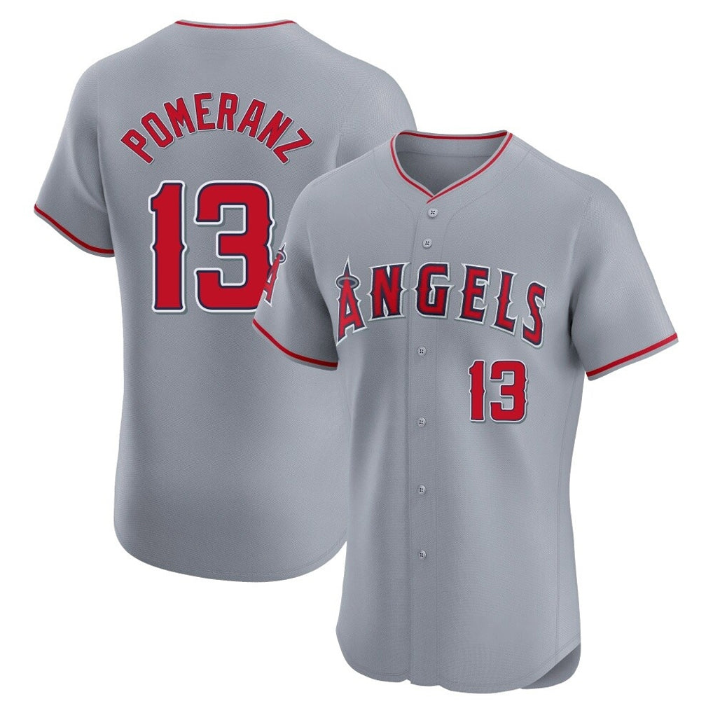 Silnrao LA.Angels #13 Drew Pomeranz Player Gray Home Limited Elite Stitched Jerseys
