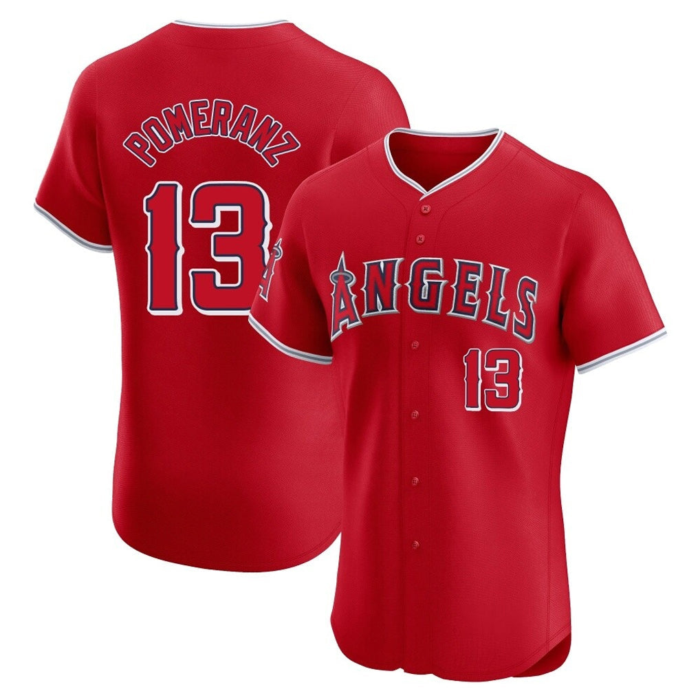 Silnrao LA.Angels #13 Drew Pomeranz Player Red Home Limited Elite Stitched Jerseys