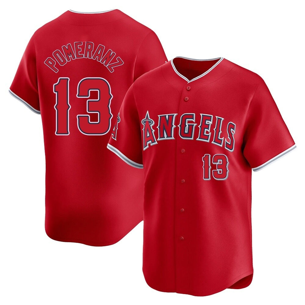 Silnrao LA.Angels #13 Drew Pomeranz Player Red Home Limited Stitched Jerseys
