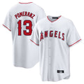 Silnrao LA.Angels #13 Drew Pomeranz Player White Home Game Stitched Jerseys