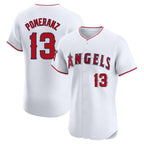 Silnrao LA.Angels #13 Drew Pomeranz Player White Limited Elite Stitched Home Jerseys
