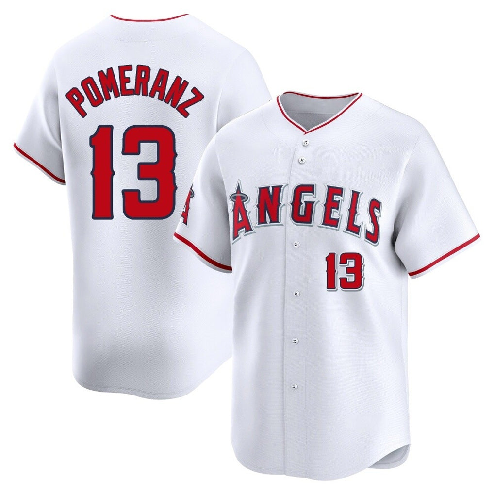 Silnrao LA.Angels #13 Drew Pomeranz Player White Limited Home Stitched Jerseys