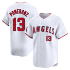 Silnrao LA.Angels #13 Drew Pomeranz Player White Limited Home Stitched Jerseys