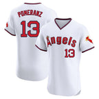 Silnrao LA.Angels #13 Drew Pomeranz Player White T-shirt Home Limited Elite Stitched Jerseys