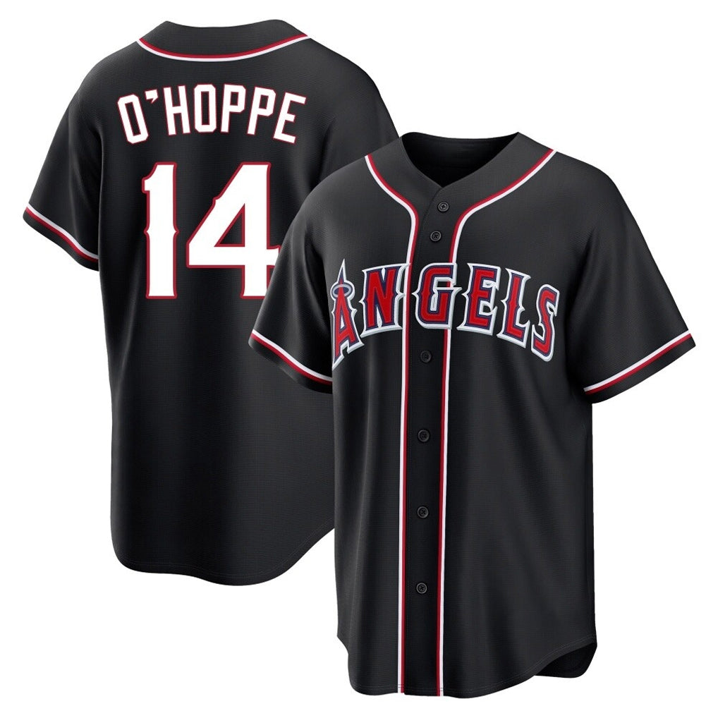 Silnrao LA.Angels #14 Logan O'Hoppe Player Black Fashion Out Home Game Stitched Jerseys