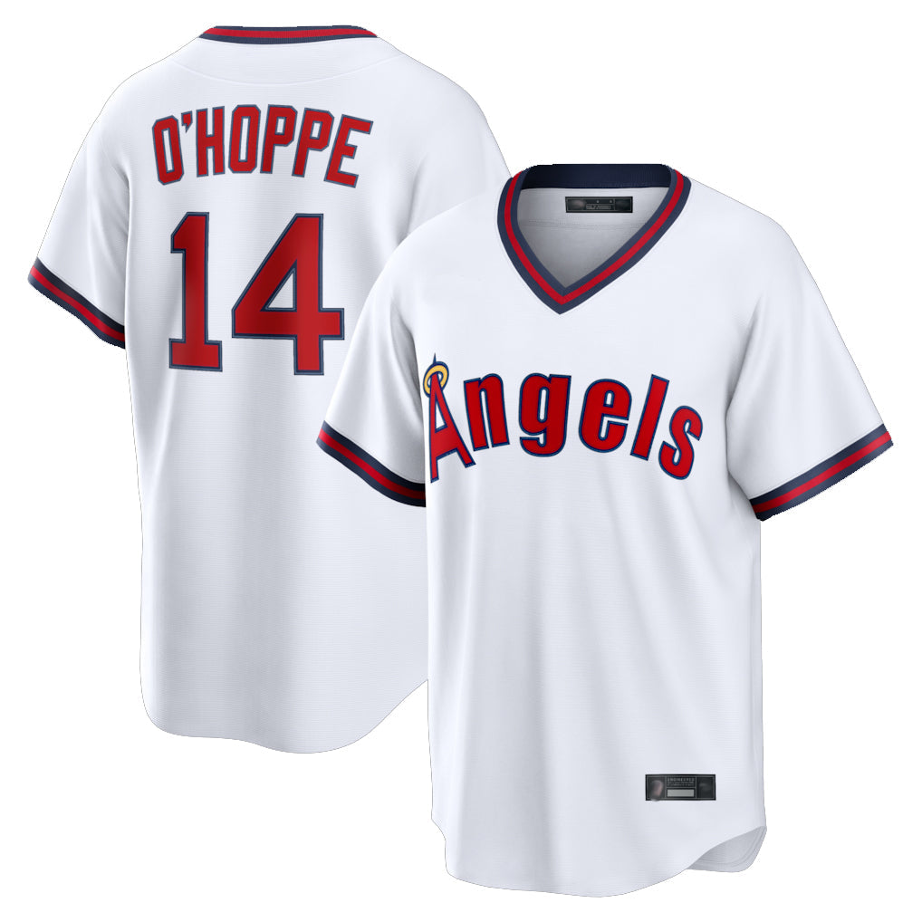 Silnrao LA.Angels #14 Logan O'Hoppe Player White T-shirt Home Game Stitched Jerseys