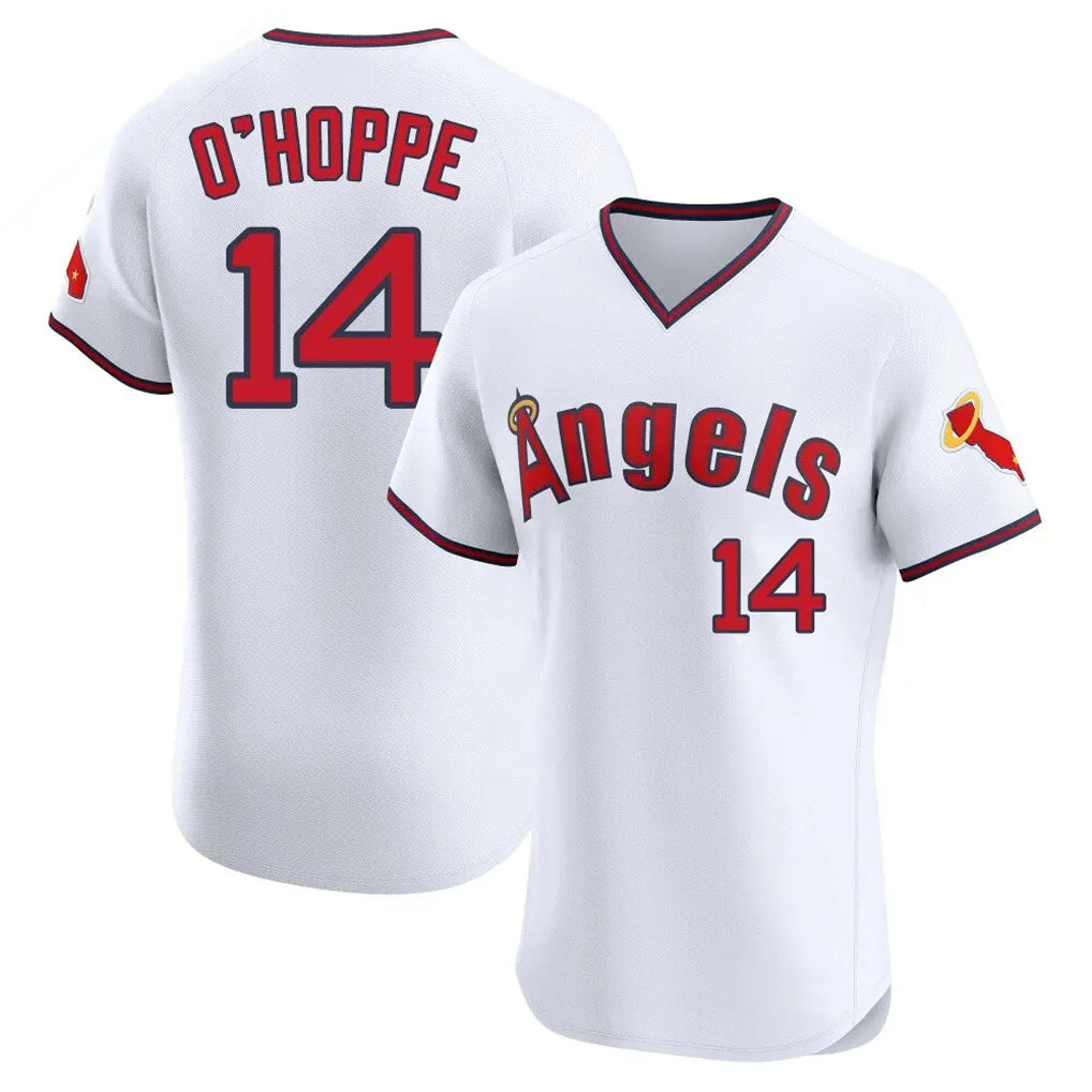 Silnrao LA.Angels #14 Logan O'Hoppe Player White T-shirt Home Limited Elite Stitched Jerseys.jpg