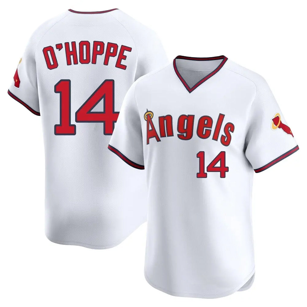Silnrao LA.Angels #14 Logan O'Hoppe Player White T-shirt Home Limited Elite Stitched Jerseys