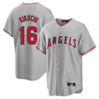 Silnrao LA.Angels #16 Yusei Kikuchi Player Gray Home Game Stitched Jerseys