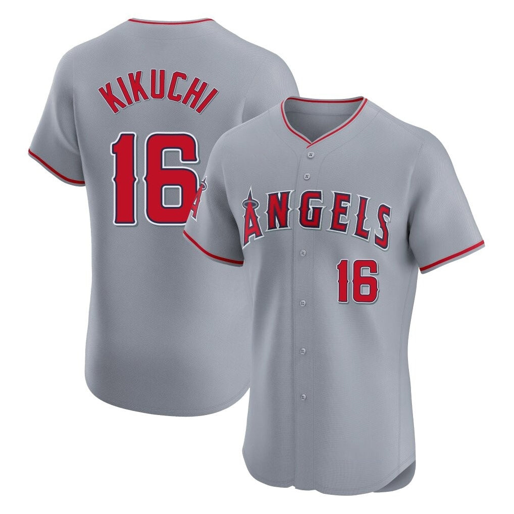 Silnrao LA.Angels #16 Yusei Kikuchi Player Gray Home Limited Elite Stitched Jerseys