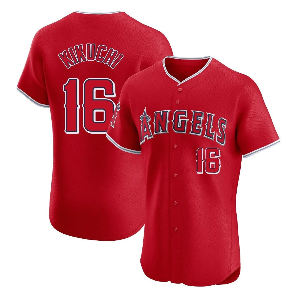 Silnrao LA.Angels #16 Yusei Kikuchi Player Red Home Limited Elite Stitched Jerseys