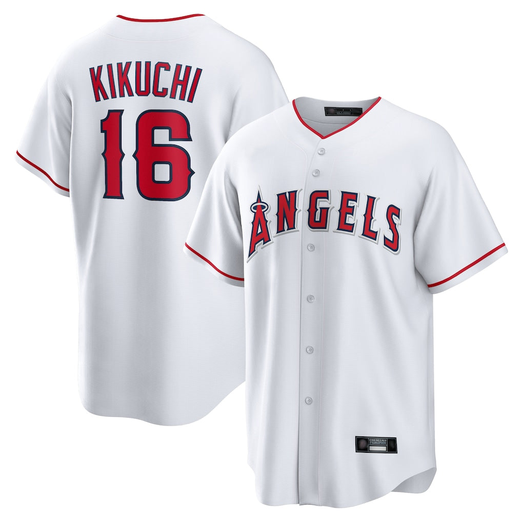 Silnrao LA.Angels #16 Yusei Kikuchi Player White Home Game Stitched Jerseys