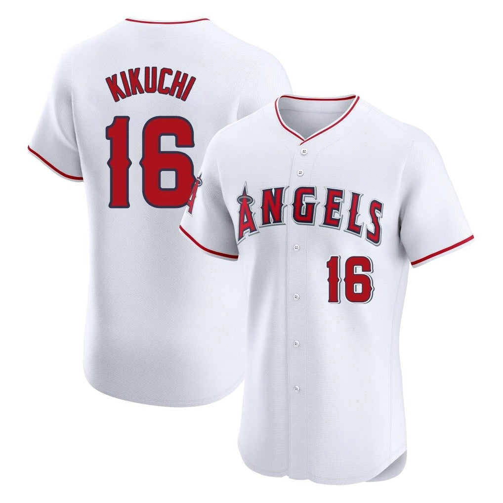 Silnrao LA.Angels #16 Yusei Kikuchi Player White Limited Elite Stitched Home Jerseys