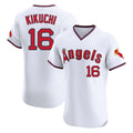 Silnrao LA.Angels #16 Yusei Kikuchi Player White T-shirt Home Limited Elite Stitched Jerseys