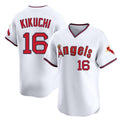 Silnrao LA.Angels #16 Yusei Kikuchi Player White T-shirt Home Limited Stitched Jerseys