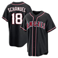 Silnrao LA.Angels #18 Nolan Schanuel Player Black Fashion Out Home Game Stitched Jerseys