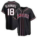 Silnrao LA.Angels #18 Nolan Schanuel Player Black Fashion Out Home Game Stitched Jerseys
