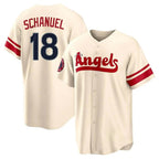 Silnrao LA.Angels #18 Nolan Schanuel Player Cream City Connect Home Stitched Jerseys