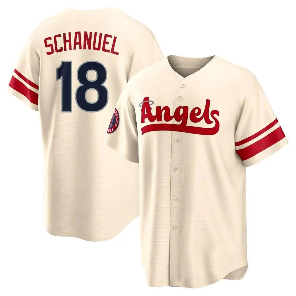 Silnrao LA.Angels #18 Nolan Schanuel Player Cream City Connect Home Stitched Jerseys