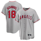 Silnrao LA.Angels #18 Nolan Schanuel Player Gray Home Game Stitched Jerseys