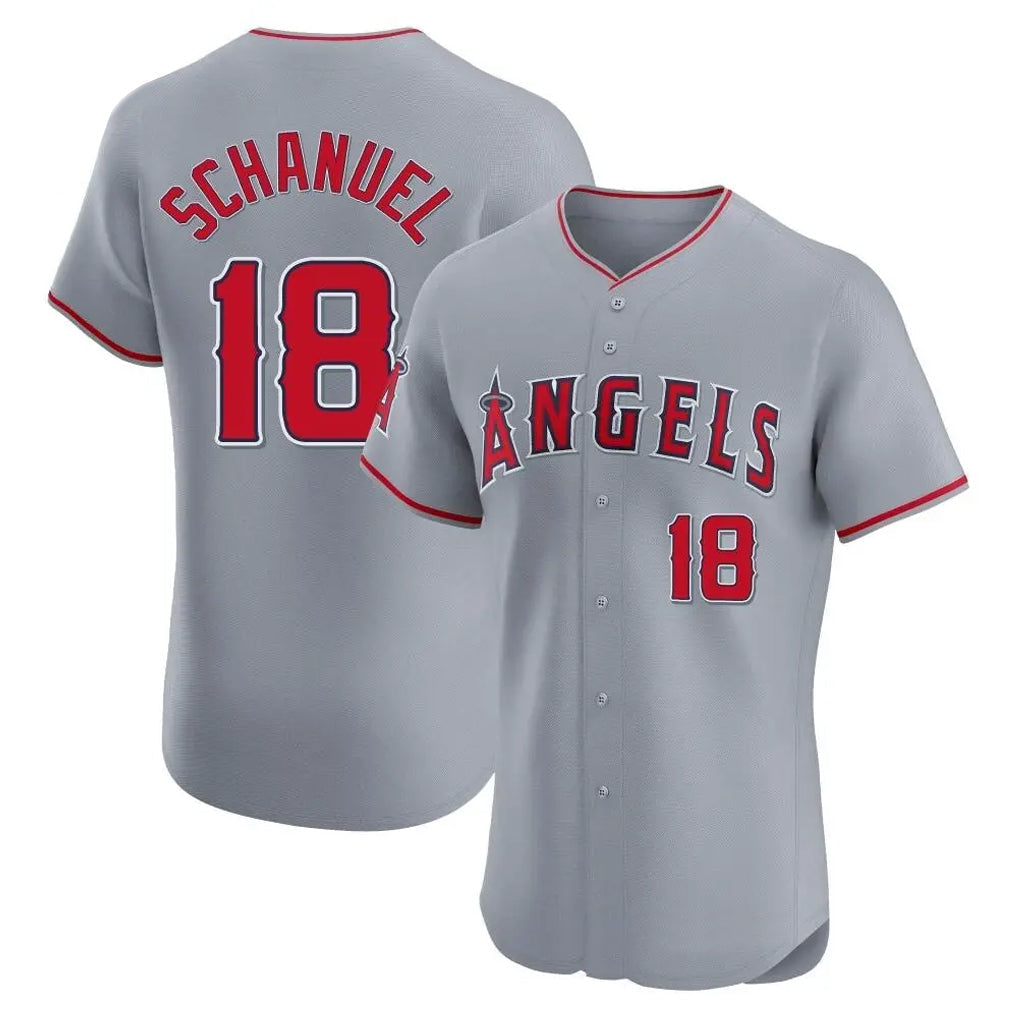 Silnrao LA.Angels #18 Nolan Schanuel Player Gray Home Limited Elite Stitched Jerseys