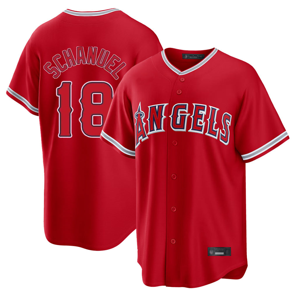 Silnrao LA.Angels #18 Nolan Schanuel Player Red Home Game Stitched Jerseys