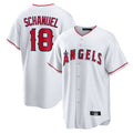 Silnrao LA.Angels #18 Nolan Schanuel Player White Home Game Stitched Jerseys