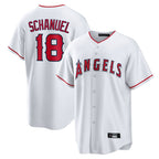 Silnrao LA.Angels #18 Nolan Schanuel Player White Home Game Stitched Jerseys