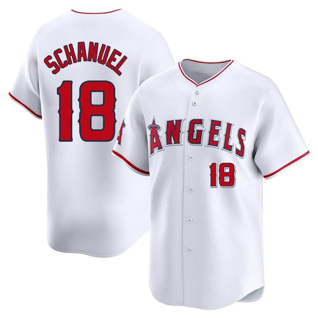 Silnrao LA.Angels #18 Nolan Schanuel Player White Limited Home Stitched Jerseys