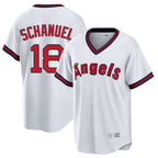 Silnrao LA.Angels #18 Nolan Schanuel Player White T-shirt Home Game Stitched Jerseys