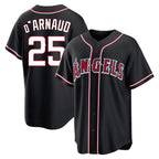 Silnrao LA.Angels #25 Travis d'Arnaud Player Black Fashion Out Home Game Stitched Jerseys