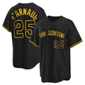 Silnrao LA.Angels #25 Travis d'Arnaud Player Black Snake Skin City Game Home Stitched Jerseys