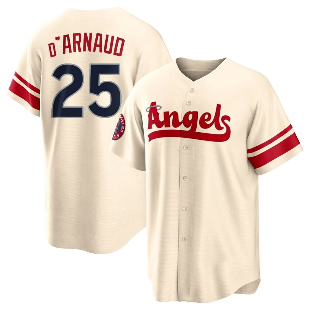 Silnrao LA.Angels #25 Travis d'Arnaud Player Cream City Connect Home Stitched Jerseys