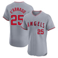 Silnrao LA.Angels #25 Travis d'Arnaud Player Gray Home Limited Elite Stitched Jerseys