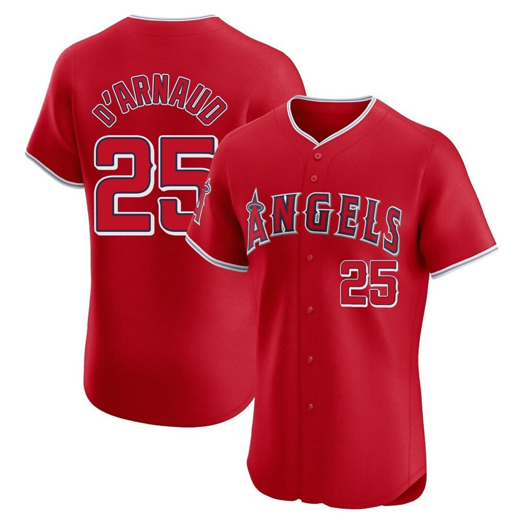 Silnrao LA.Angels #25 Travis d'Arnaud Player Red Home Limited Elite Stitched Jerseys