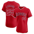 Silnrao LA.Angels #25 Travis d'Arnaud Player Red Home Limited Elite Stitched Jerseys