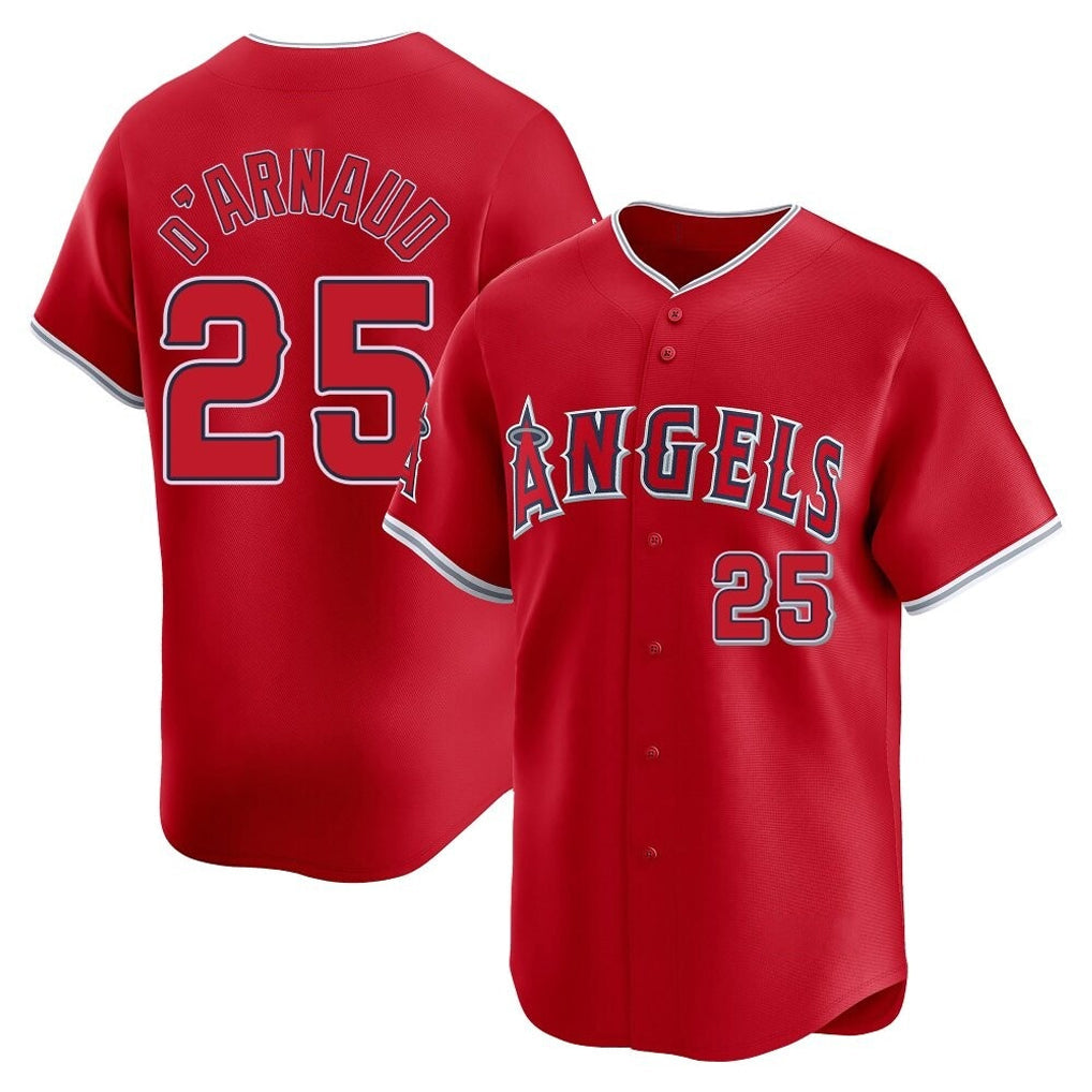 Silnrao LA.Angels #25 Travis d'Arnaud Player Red Home Limited Stitched Jerseys