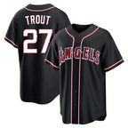 Silnrao LA.Angels #27 Mike Trout Player Black Fashion Out Home Game Stitched Jerseys