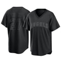 Silnrao LA.Angels #27 Mike Trout Player Black Pitch Fashion T-shirt Stitched Jerseys