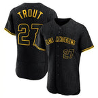 Silnrao LA.Angels #27 Mike Trout Player Black Snake Skin City Limited Elite Home Stitched Jerseys