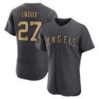 Silnrao LA.Angels #27 Mike Trout Player Charcoal Limited Elite Game All-Star Stitched Jerseys