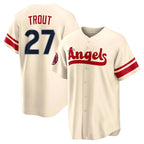 Silnrao LA.Angels #27 Mike Trout Player Cream City Connect Home Stitched Jerseys