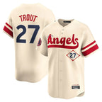 Silnrao LA.Angels #27 Mike Trout Player Cream City Connect Limited Home Stitched Jerseys